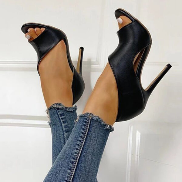 Open Toe Heel Covering Slip-On Stiletto Heel Hollow Sandals