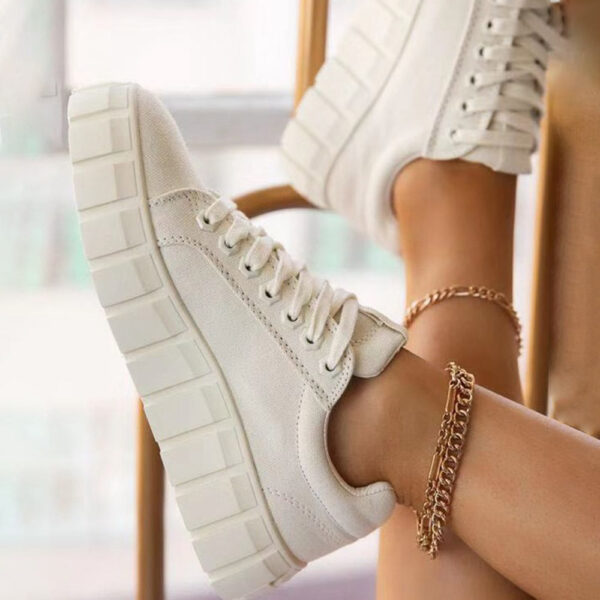 Cross Strap Lace-Up Low-Cut Upper Round Toe PU Sneakers