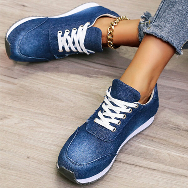 Lace-Up Lace-Up Round Toe Plain Sneakers - Image 3