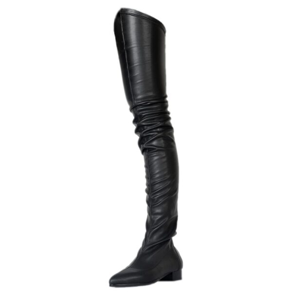 Block Heel Pointed Toe Side Zipper Plain Zipper Boots