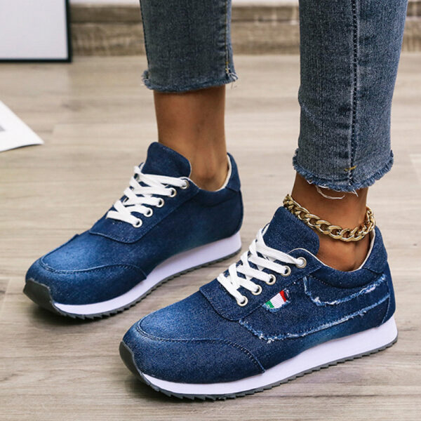 Lace-Up Lace-Up Round Toe Plain Sneakers